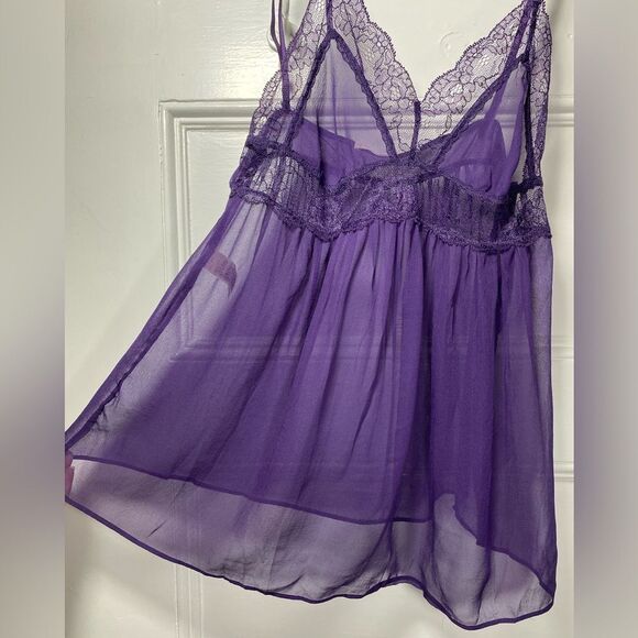 Stella McCartney Silk Sheer Camisole Lingerie Top with Lace Detail Purple Small - Picture 7 of 13